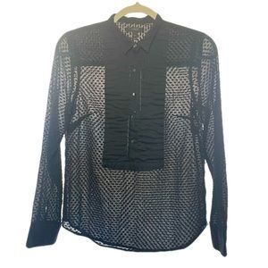 J. Crew Sheer Black Long Sleeve Blouse